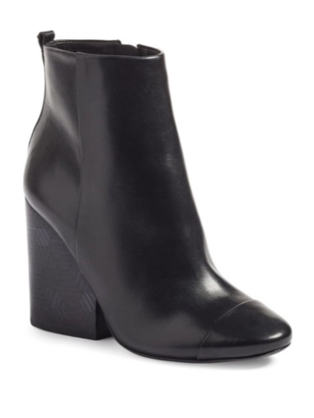 TORY BURCH Grove Ankle Boot Bootie Black Leather Size 6 Chunky Block Heel